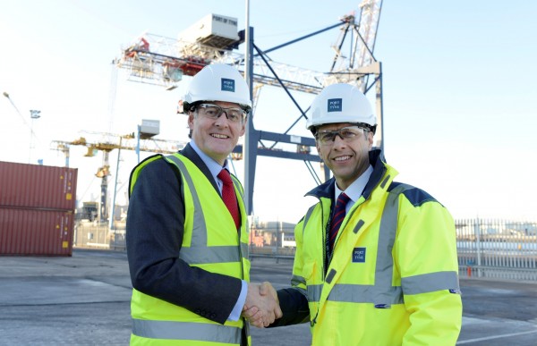 Matt Beeton Port of Tyne CEO with The £2 million extension was officially opened by The Hon. James Ramsbotham CBE Chief Exec of NEECC